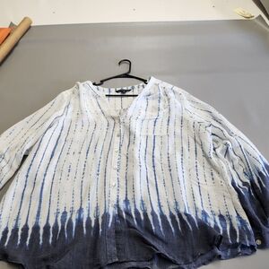 Zac & Rachel Tie-Dye Button Down Shirt - Blue and White